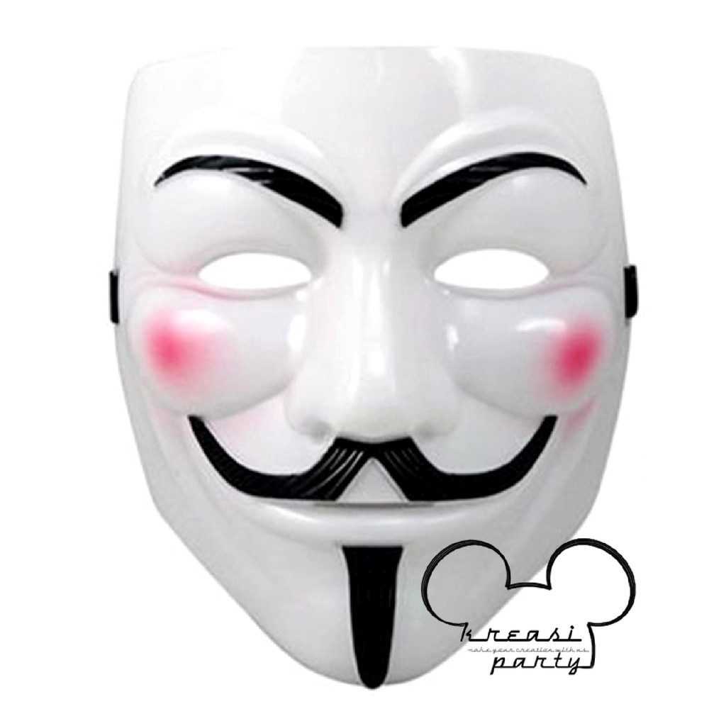 Topeng V For Vendetta Putih / Mask Anonymous Vendetta Guy Fawkes / Topeng Pesta