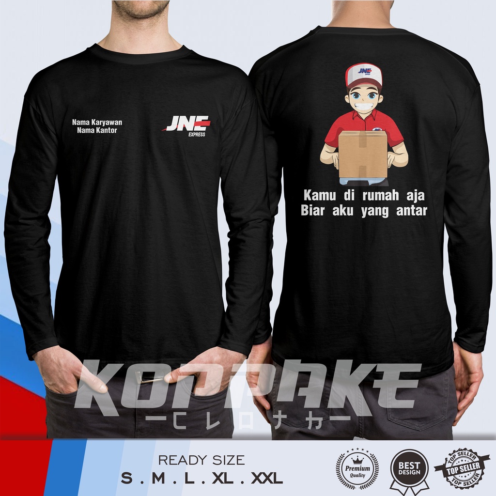 Kaos JNE Express Joni Maskot Request Nama Karyawan dan Kantor Lengan Panjang Baju Perusahaan