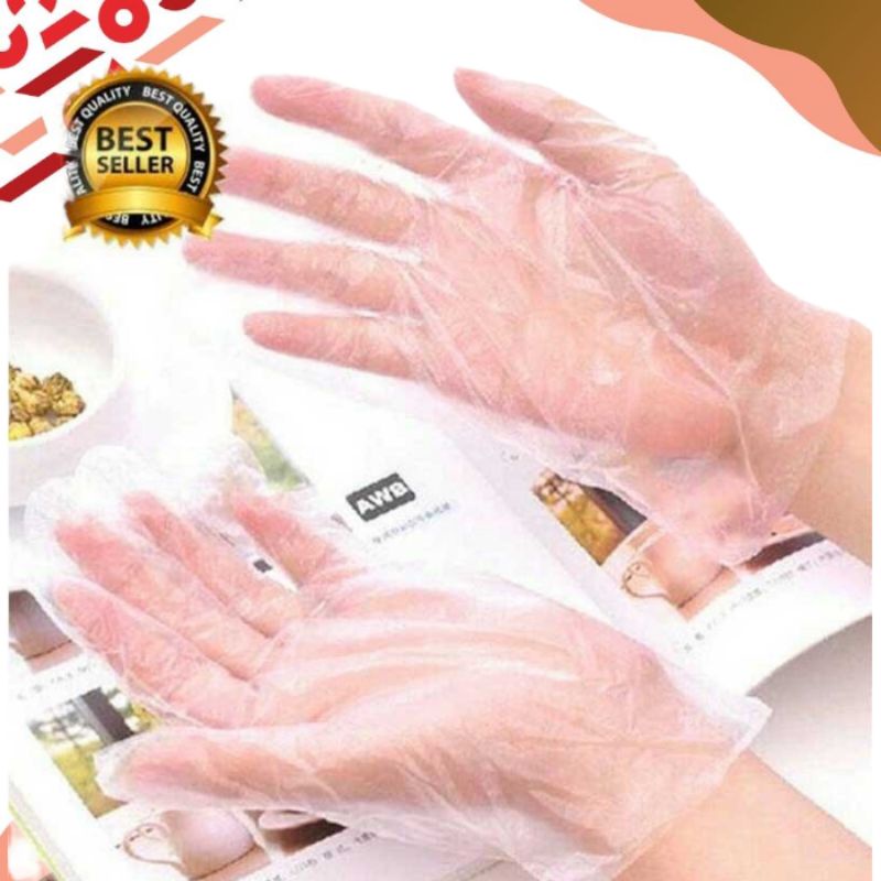 ☀INDOLAND☀ Sarung Tangan Plastik Isi 100 Pcs Disposable Gloves 100Pcs Sarung Tangan Sekali Pakai R604