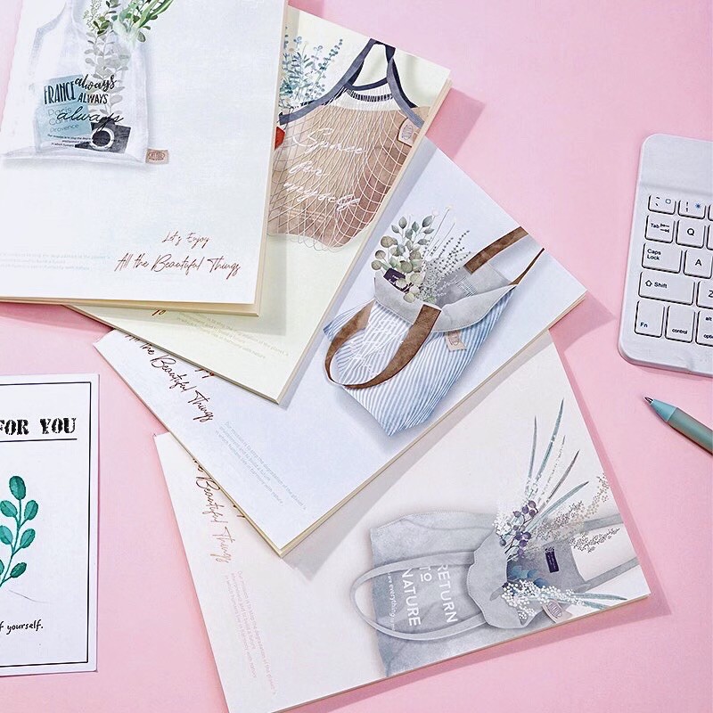 

KOREAN STYLE STITCH BOOK / BUKU NOTES MINI FANCY NOTEBOOK A5-FLOWER BAG - CUTE STATIONERY MURAH