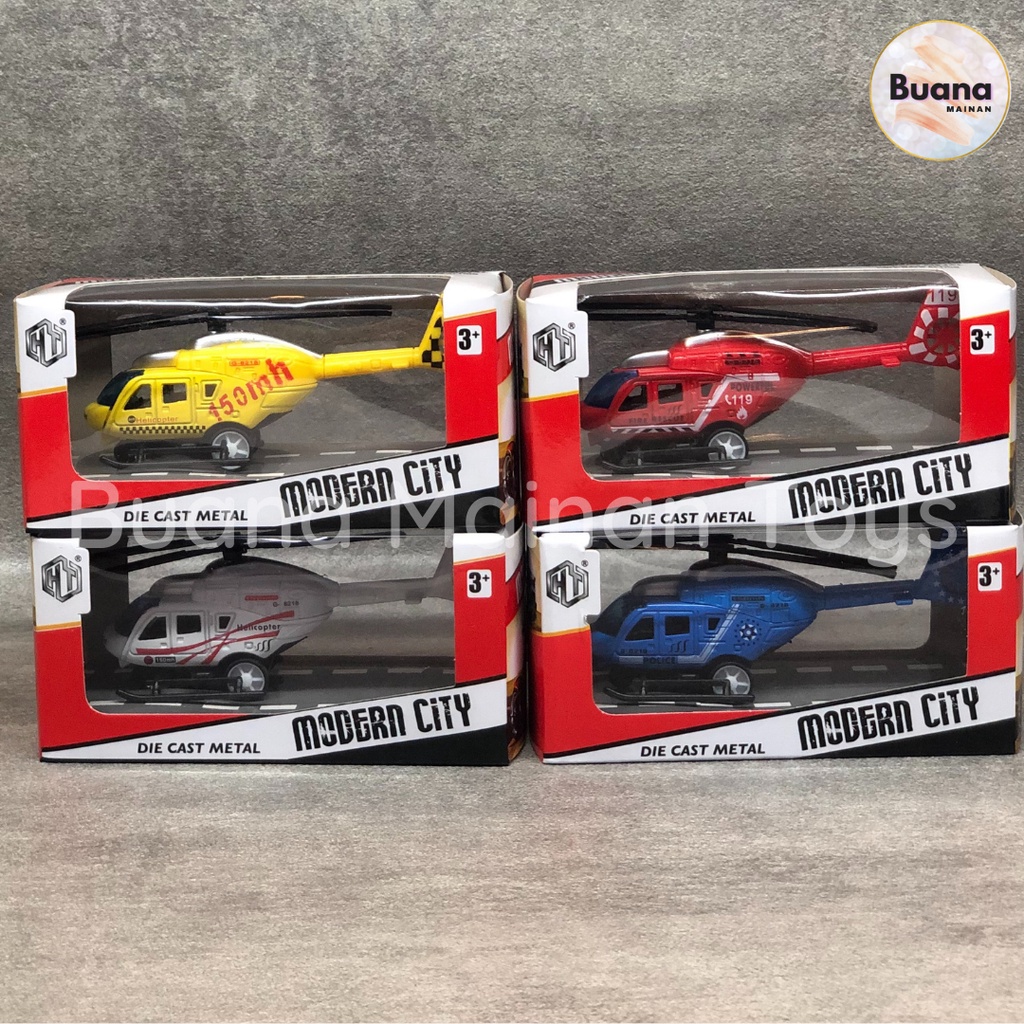 DIECAST MODERN CITY HELICOPTER MAINAN ANAK KENDARAAN HELIKOPTER CITY TRASNPORT DIE-CAST M218