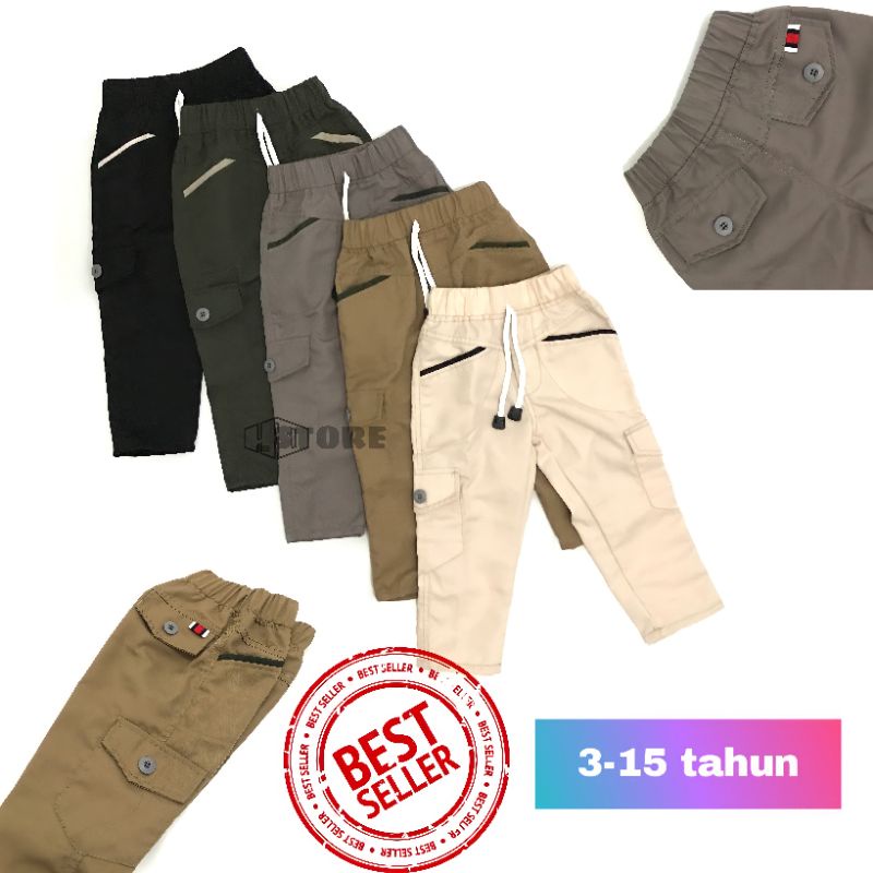 Celana Cargo Panjang Anak Laki-Laki Umur 3-15 Tahun Katun Twill Import BISA COD Celana Panjang Anak