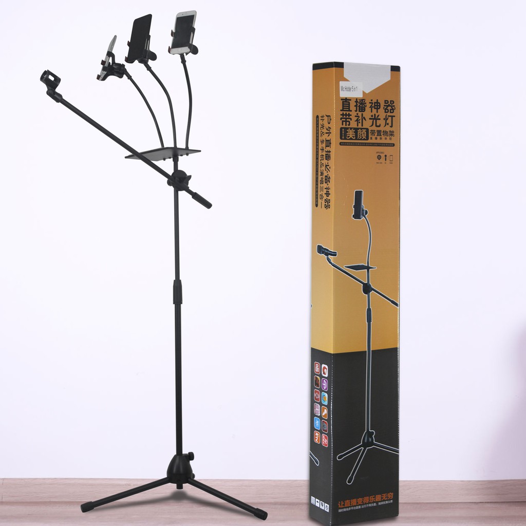 Stand Mic Microphone Degree Berdiri + Holder Hp 360 Recording Karaoke Free Phone Holder + Holder Hp Stand Mic Handphone | Mic Holder 5 in 1 Bahan Kuat Dan Bisa Di Sesuaikan