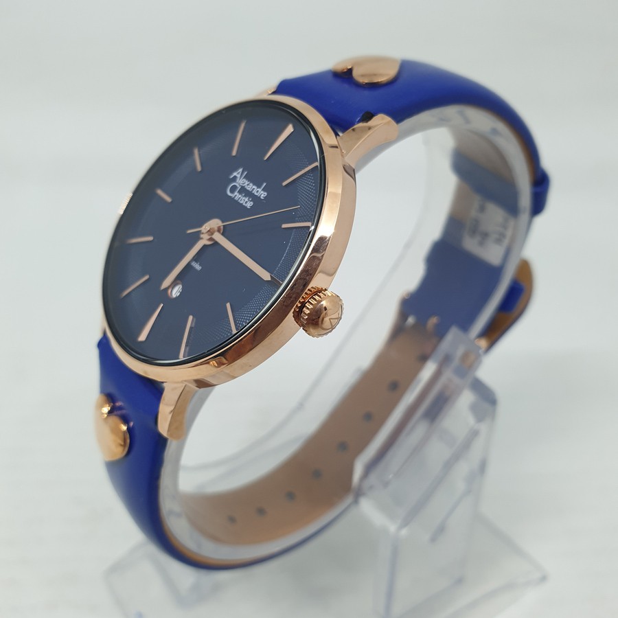 Alexandre Christie Ac2774 Rosegold Blue, Jam Tangan Wanita, Original