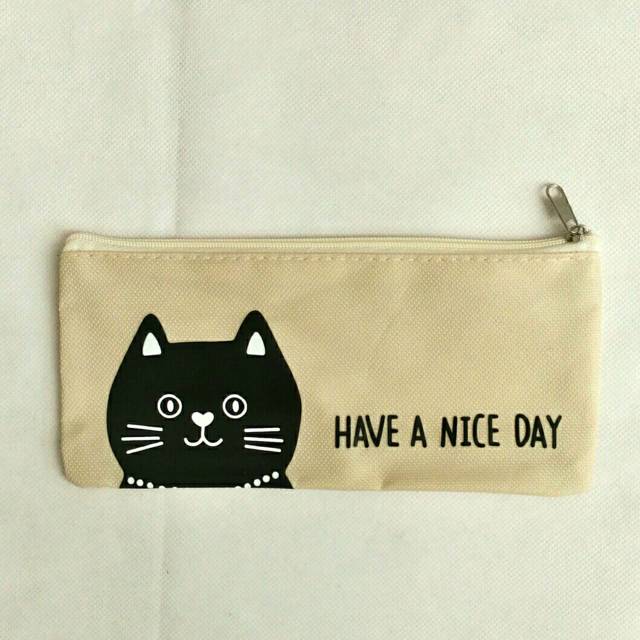 Tempat Pensil Kanvas Kucing Cat Canvas Pencil Case