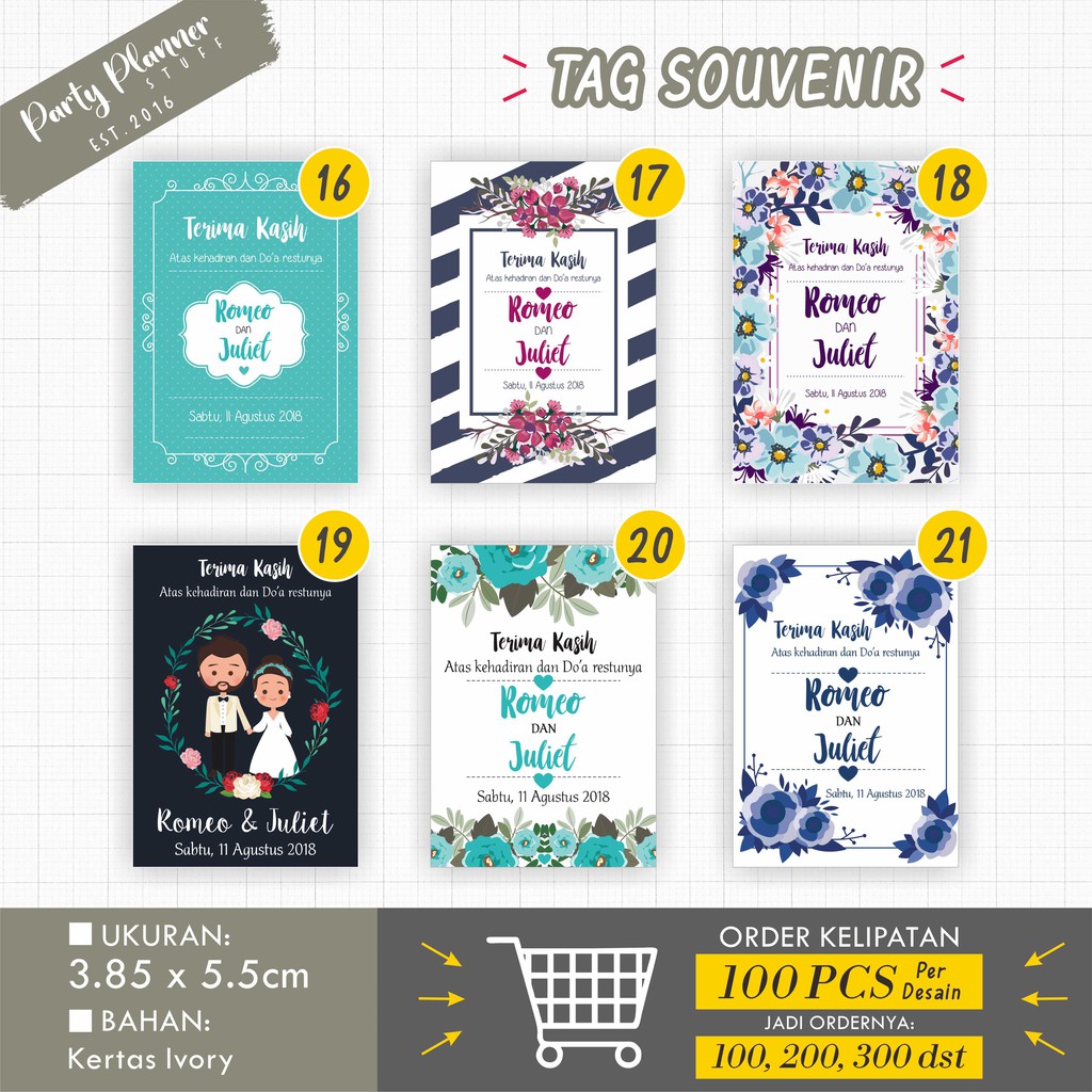 Tag souvenir kupon souvenir kartu ucapan wedding tag voucher wedding perlengkapan wedding tag kartu