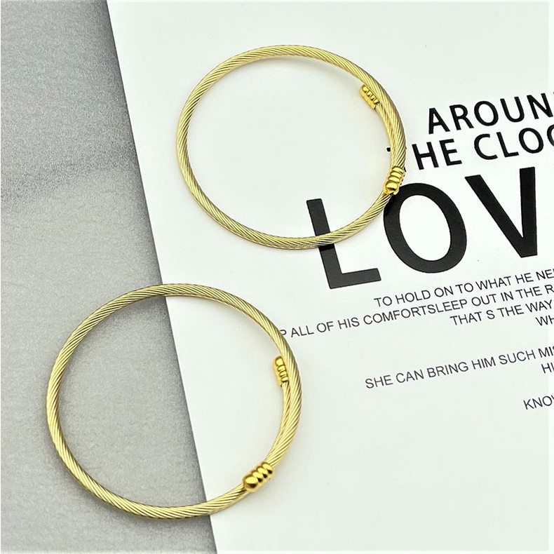 AZ253 [COD✔] Gelang Titanium Motif Terbaru Bulat Perhiasan Wanita 24k Mewah Gold