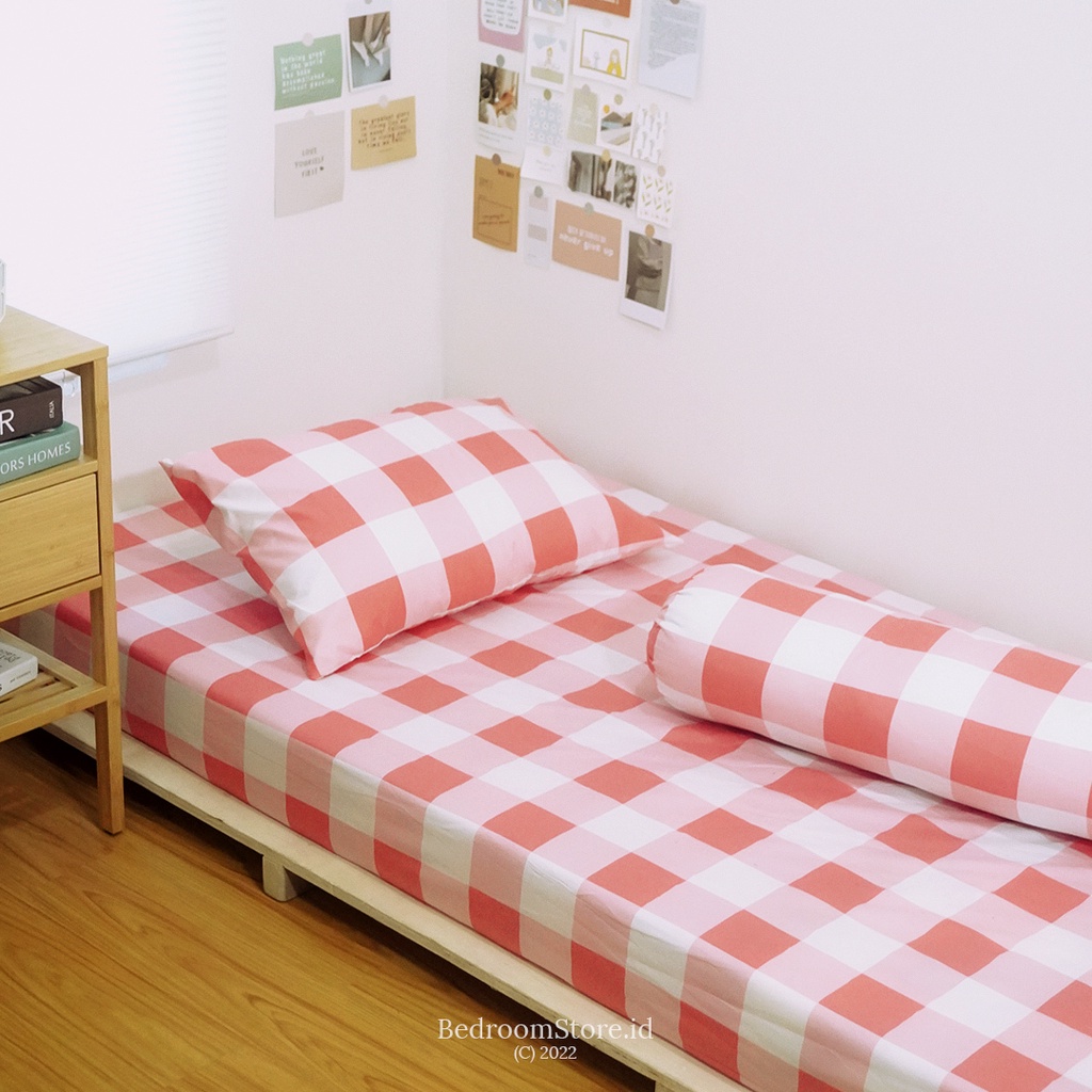 SPREI/SEPRAI HOMEMADE MOTIF EMILY KOTAK/GRID UK 90/140/180/160/120 KOREAN STYLE AESTETHIC KATUN DISPERSE || TINGGI 20CM