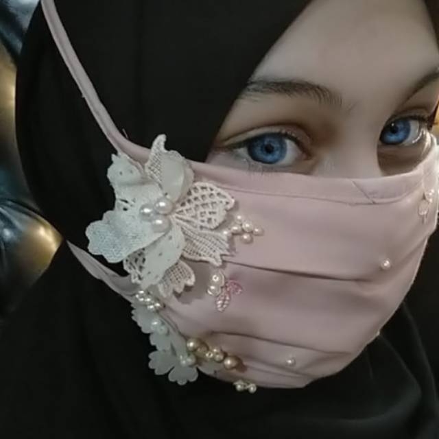 15+ Trend Terbaru Masker Hijab Motif Bordir