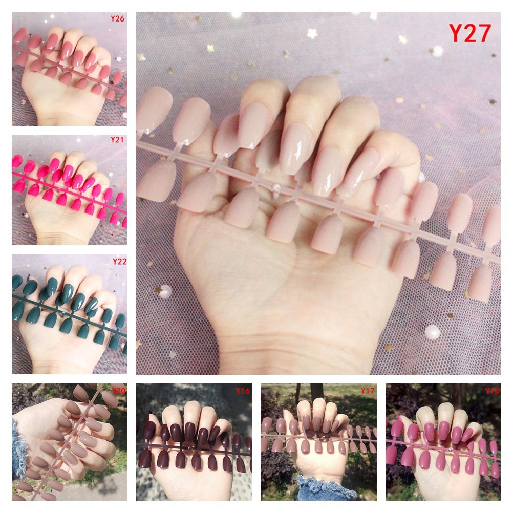 COD 24Pcs Kuku Palsu Bahan Akrilik untuk Nail Art