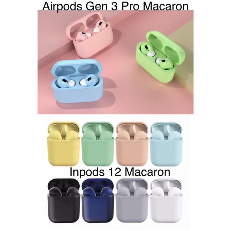 TWS i12 Macaron Colors Bluetooth 5.0 Wireless Earphone Touch Control With Charger Mic