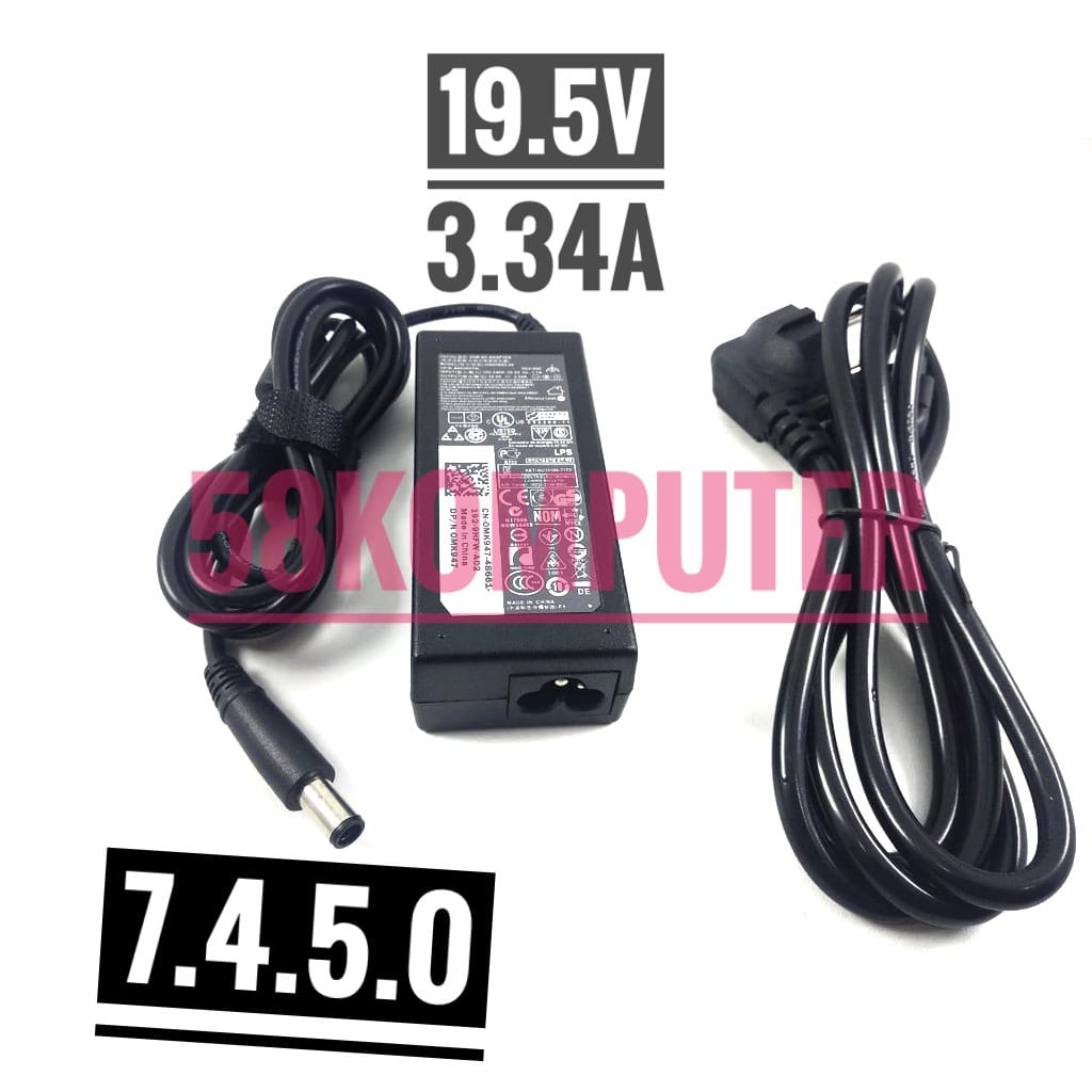 Adapter Charger for Dell Vostro E5450 E5470 E5490 E6230 E6420 E6430 E7240 E7250 E7270 E7280 E7420 19.5V 3.34A 7.4.5.0 65W