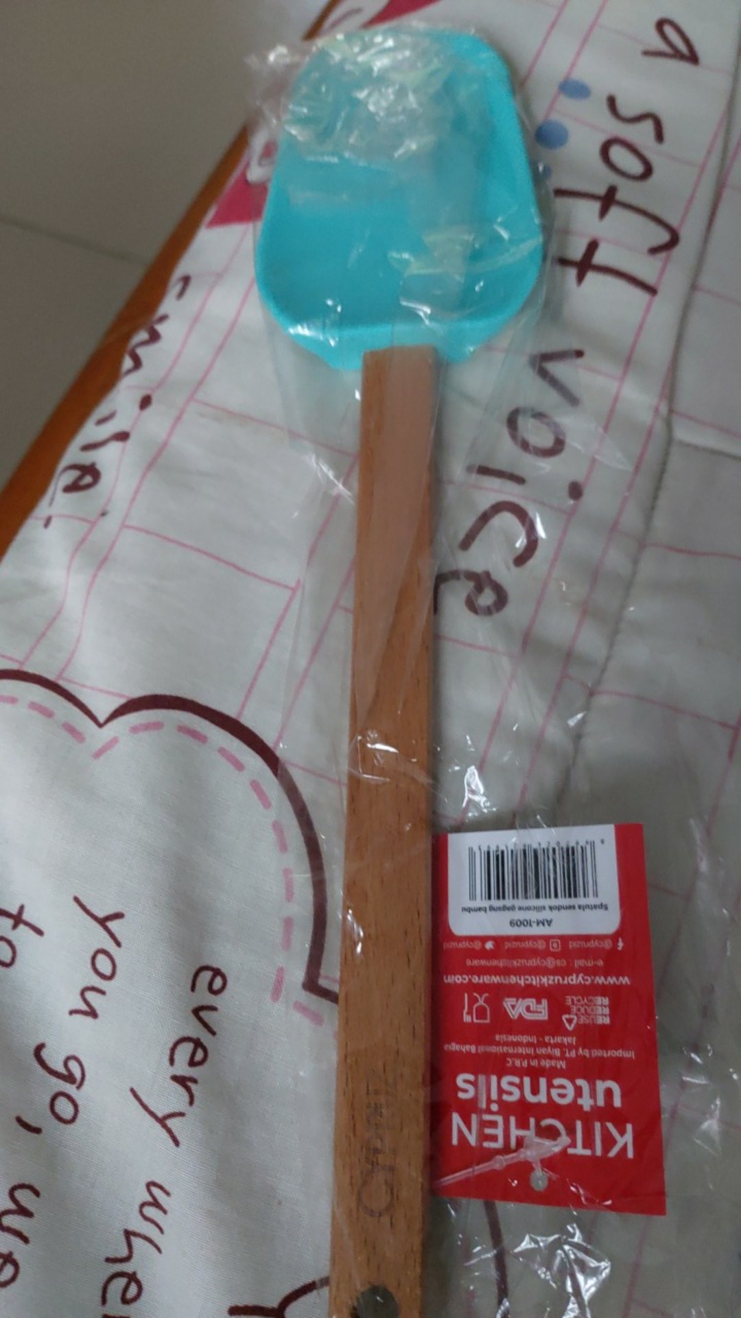 Spatula Spoon Silikon Cypruz Sendok Sodet Sutil Am1009 Gagang Bambu