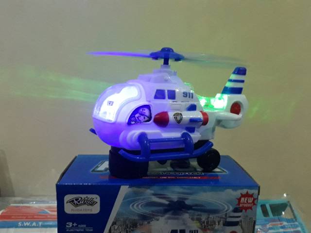 Mainan Helicopter Police Bump &amp; Go Baterai - Helikopter Anak Edukatif