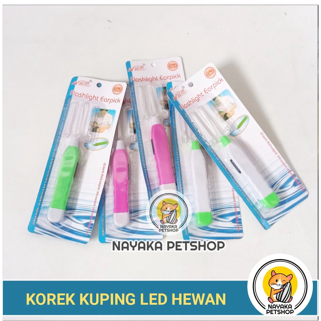 Korek Kuping Kucing Lampu LED Pembersih Telinga Korekan Anjing Hewan