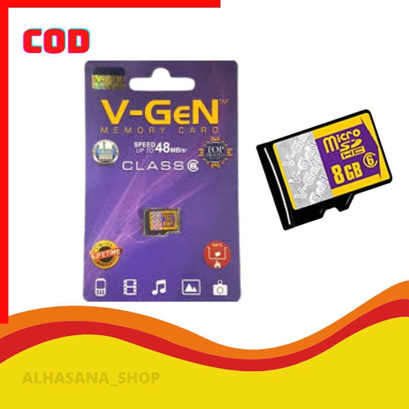 MEMORI V-GEN 8GB/MICRO SD/MEMORY HANPHONE/SAVE DATA/CHIP MEMORY SDCARD