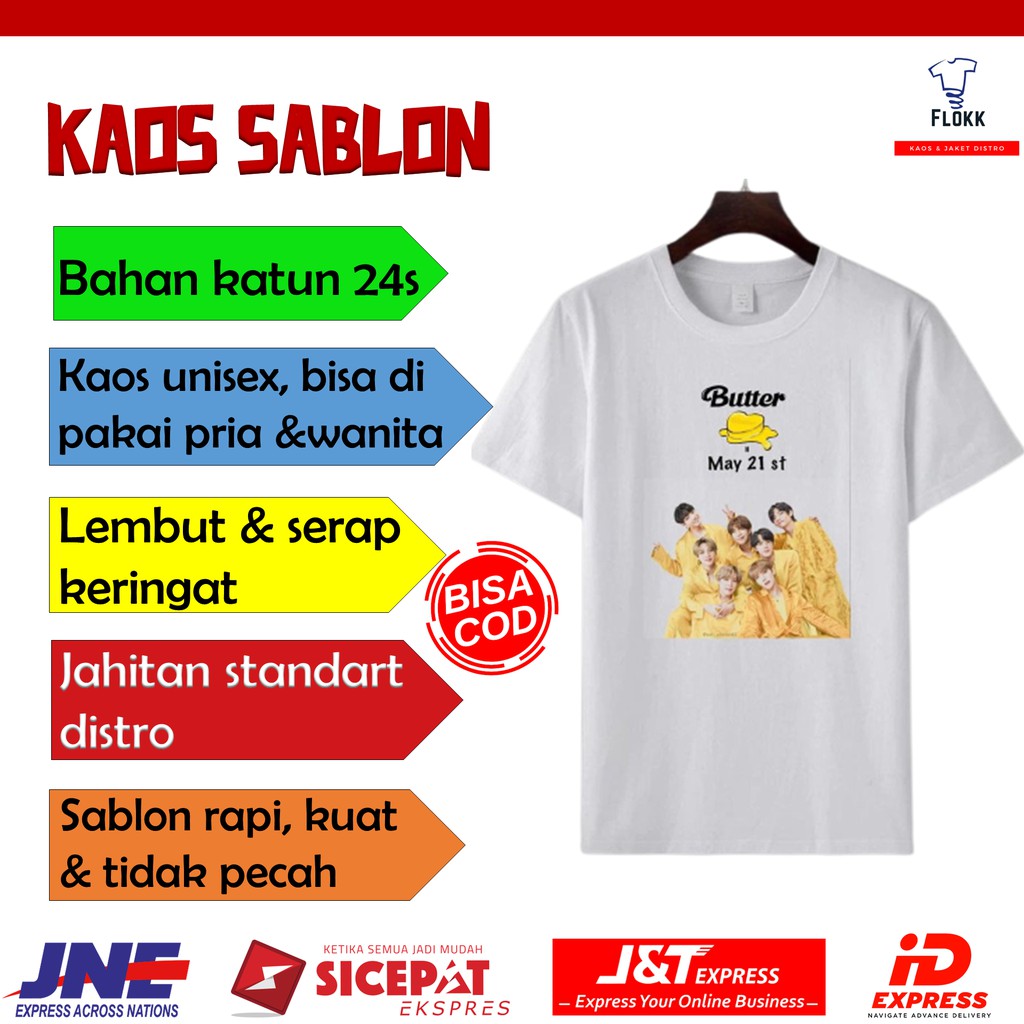 Baju kaos oversize wanita pria distro butter BTS KPOP