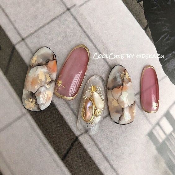 Nail wheel gold metal japan nails / abstract round japan gems nail acc aksesoris kuku gaya jepang