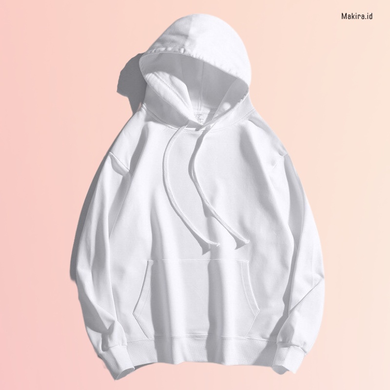 Jaket Sweater Hoodie Basic Polos Warna Putih Untuk Anak PAUD TK SD Unisex Laki Laki Perempuan Cewek 