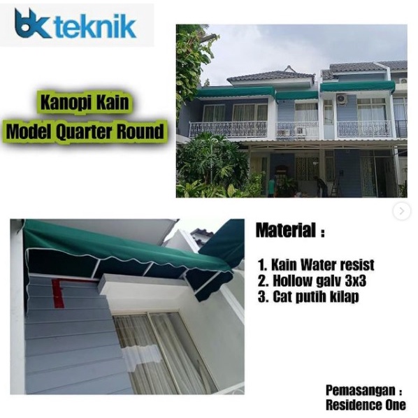 KANOPI KAIN CANOPY KAIN MODEL QUARTER ROUND UNTUK RUMAH CAFE TEMPAT USAHA BAHAN PREMIUM DAN