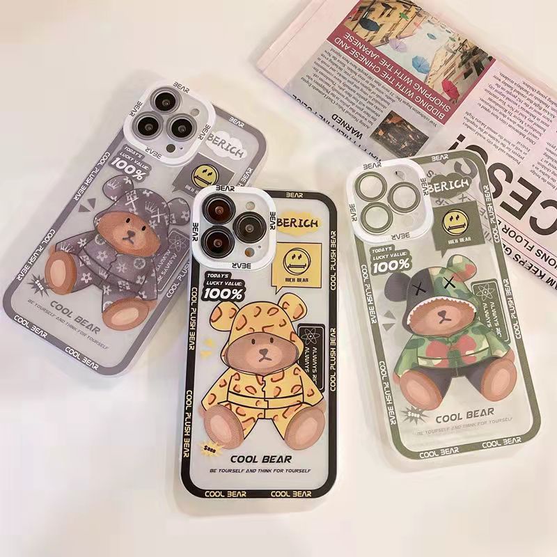 Case Tpu Transparan Motif Kartun Beruang Untuk iPhone 13 13pro 13prm 11 7Plus 8Plus Xr XS 13 12pro Max