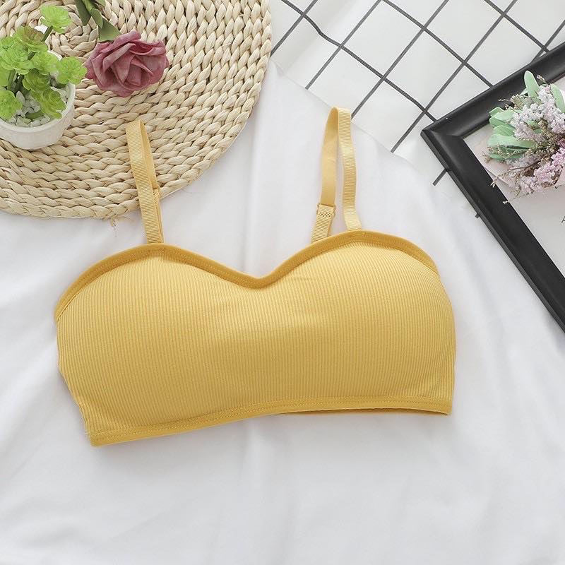 bh-6 Bra Wanita Tanpa Kawat Bahan Halus BH Pakaian Dalam Bra Push Up Elastis Sexy-bh-6 kuning