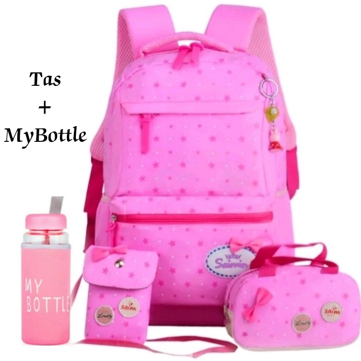 MAYMUNA.88 [ COD ] TAS RANSEL WANITA BINTANG TABUR SET 3IN1 MULTIFUNGSI / TAS SEKOLAH / TAS RANSEL L