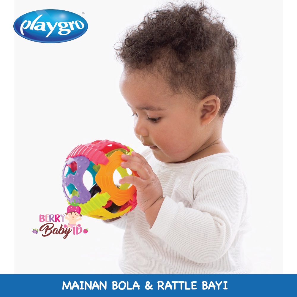 Playgro Shake Rattle &amp; Roll Ball Mainan Bola Bunyi Bayi Balita 6m+ Berry Mart