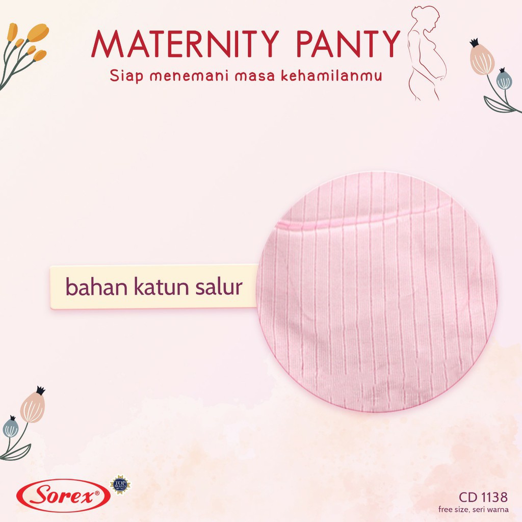 Sorex Maternity Panty 1138 Cd Hamil Maxi Katun Salur Free Size Celana Dalam Ibu Hamil