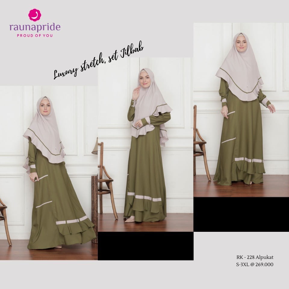 Gamis Rauna Set Jilbab / RK - 226, 227,228,229/ Fashion Muslim