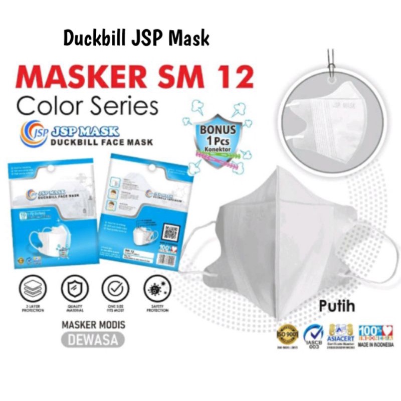 Masker duckbill JSP warna putih isi 10 pcs