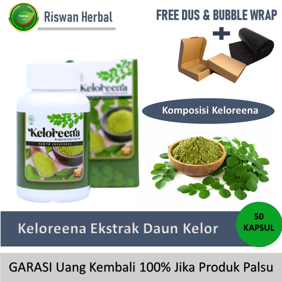 Obat Batu Empedu Kandung Kemih Sulit dan Nyeri Saat Buang Air Kecil Kencing Berdarah Herbal Keloreena 50-100 Kapsul Ekstrak Daun Kelor Asli Bpom