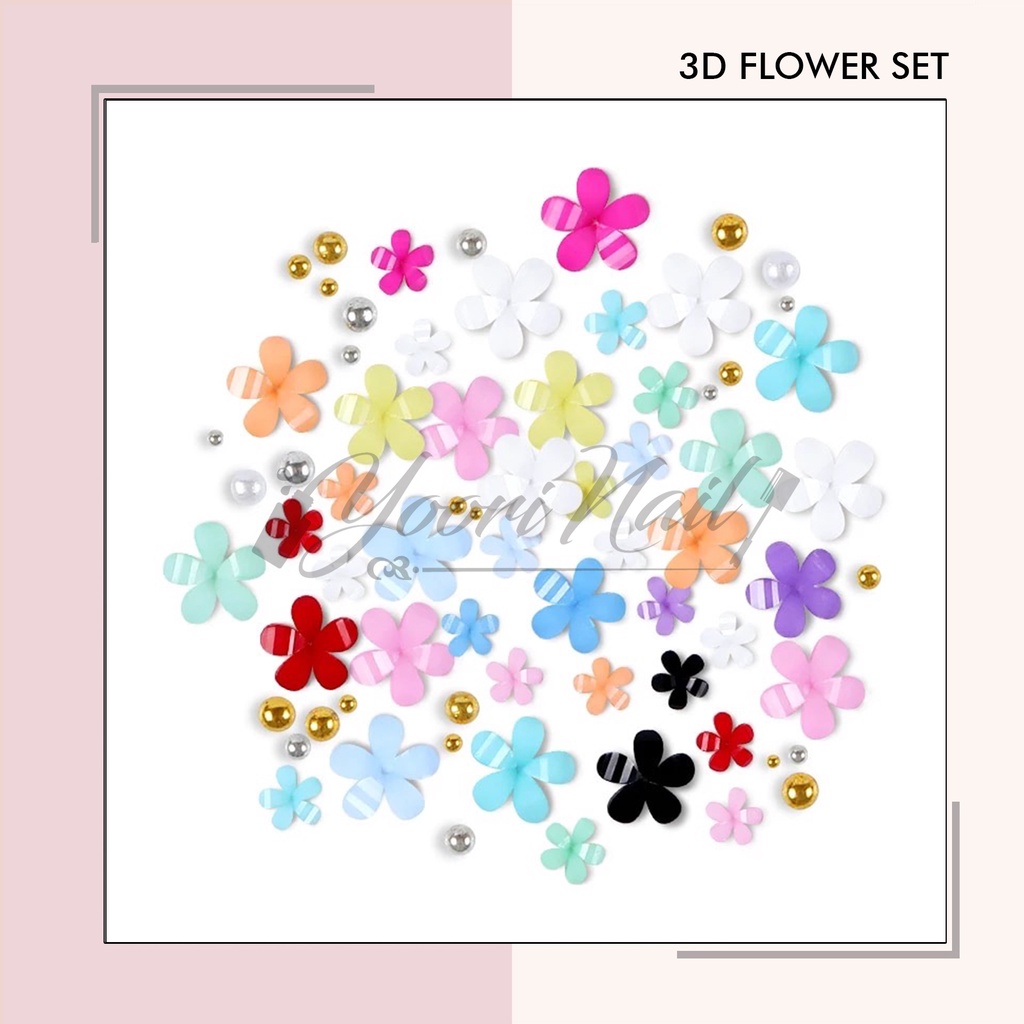 3D Flower set resin rose pack warna colorful random bunga resin nail art case hiasan flower