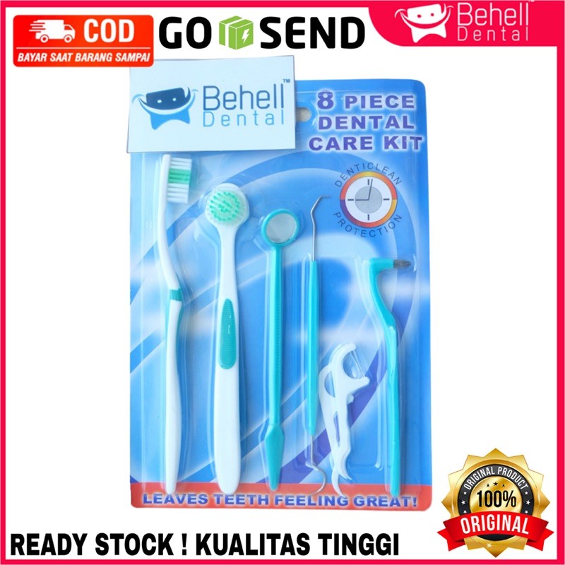 Behelldental dental care kit / paket pembersih gigi behel isi 8 pics / sikat set / Ortho paket biru