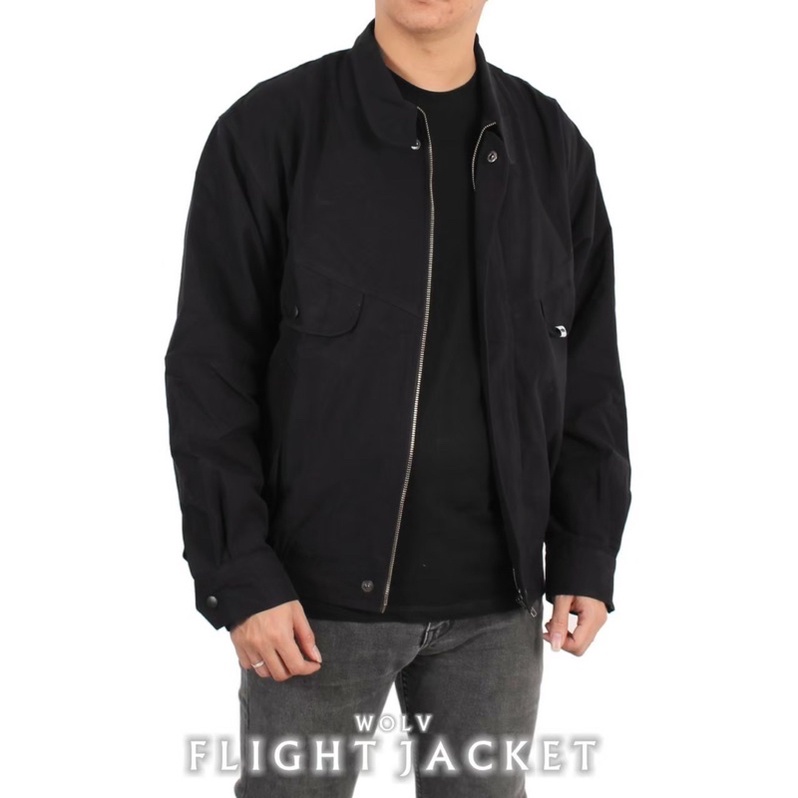 WOLV ORIGINAL Jaket Pilot Jaket Flight Jaket Vintage Jaket Bomber Hitam