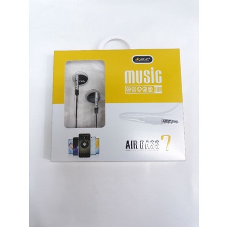 Handsfree Earphone Army Air Bass 7 In Ear High Performance Earphone