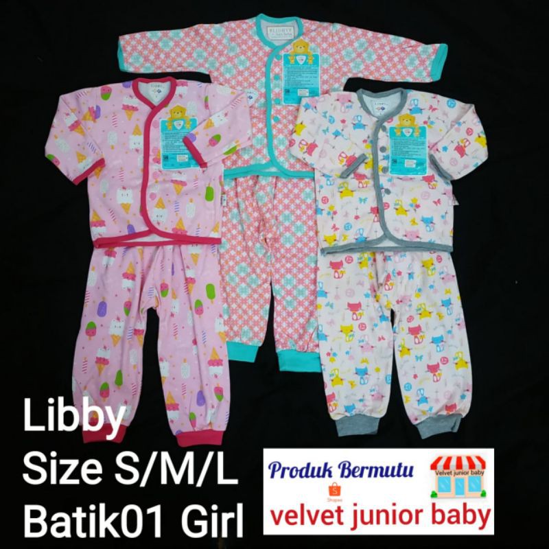 Libby 3 Setel Size S/M/L Setelan Panjang Kancing Depan.