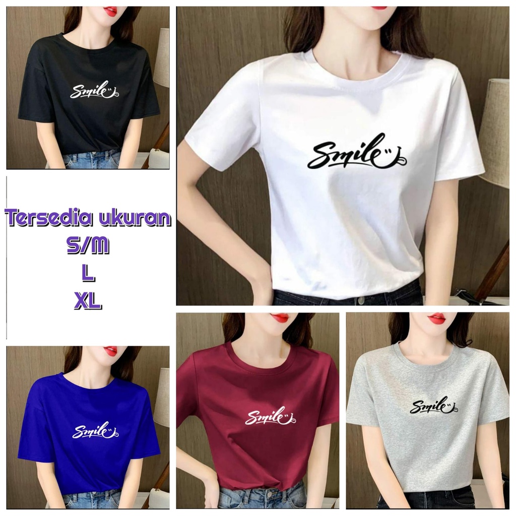 MUKZHOP / BAJU OBLONG SMILE / kaos oblong / baju santai / terlaris / terbaru