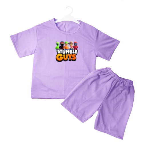 Setelan Kaos Anak STUMBLE  Oblong Pendek + Celana Size S - L/Set Anak