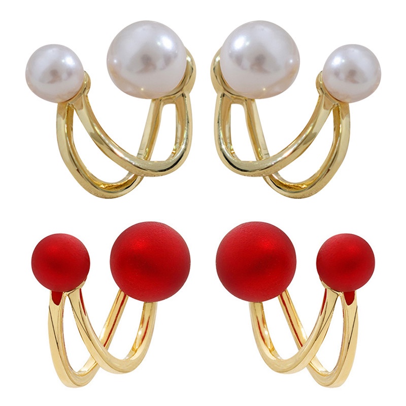 Anting Bulat Huggie Mutiara Zircon Kecil Klasik Elegan Lucu Gaya Korea Untuk Wanita