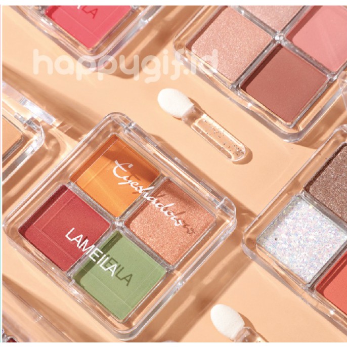 Make Up LAMEILA Eyeshadow Matte Palette 4 Warna Natural Shimmer Fruit Eyes Korea Free Kuas