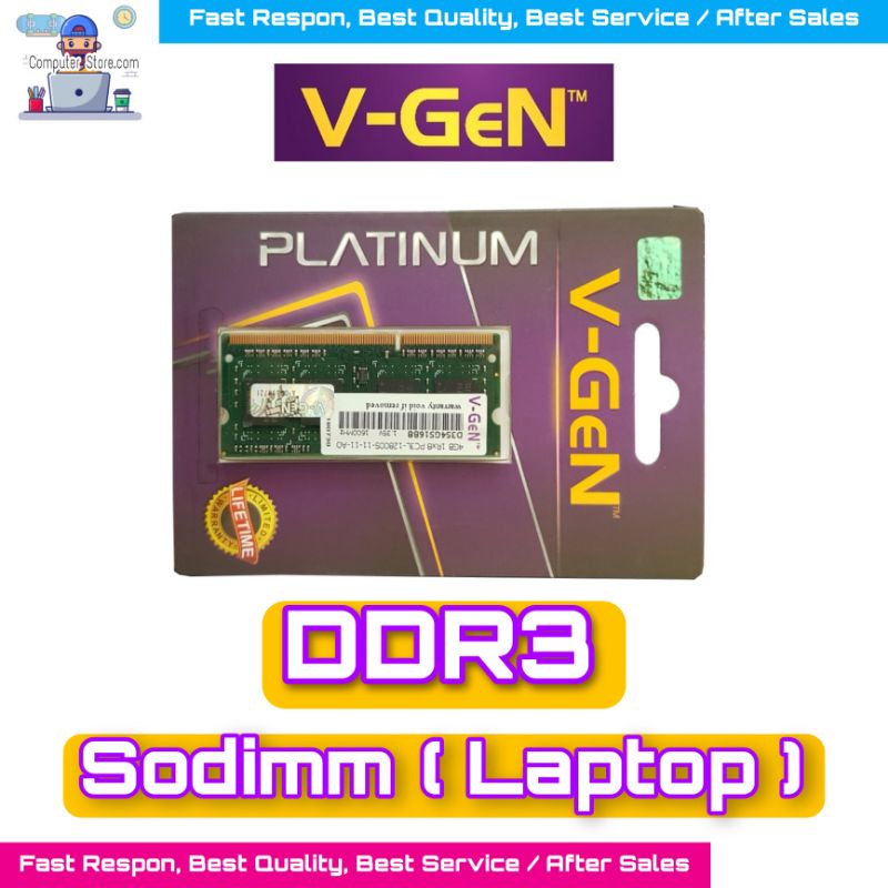 Ram Laptop Sodimm V-Gen Platinum DDR3 2GB, 4GB, 8GB 10600/12800 Ram untuk Laptop / Notebook V Gen Genuine Garansi LifeTime Resmi VGen