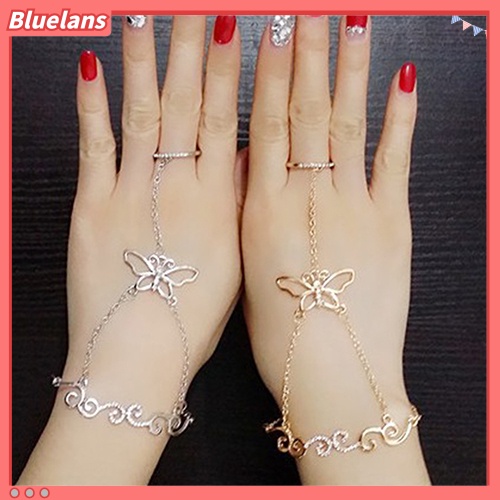 Bluelans Gelang Cincin Rantai Desain Kupu-Kupu Hollow Untuk Wanita