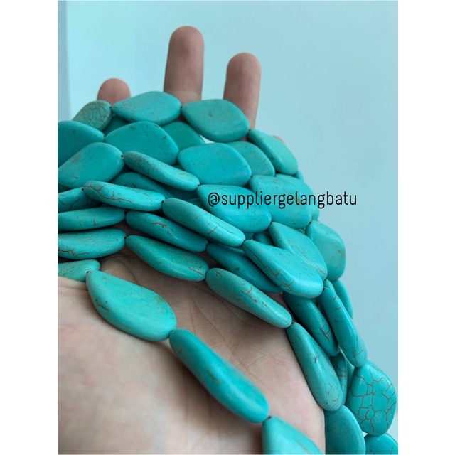 bongkah rough Batu PIRUS BIRU WAJIK 20mm serat bandul gelang kalung