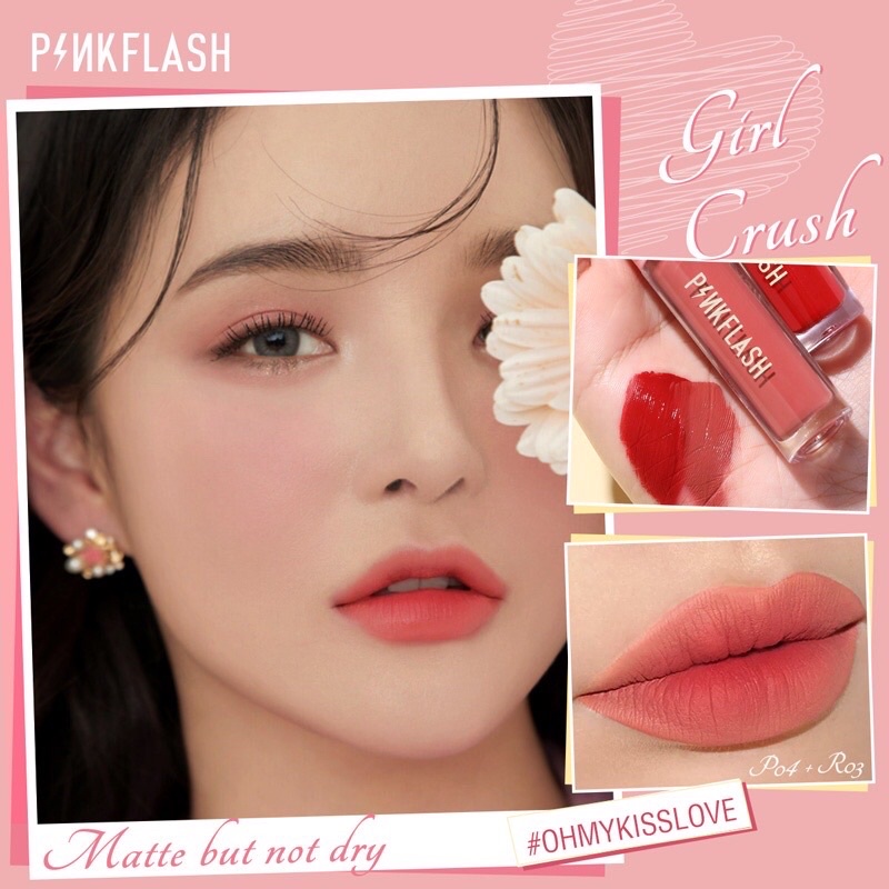 PINKFLASH Lip Matte Waterproof Lipstik Lembut Tahan Lama Pinkflash LipMatte Pinkflash Lip Cream Pink