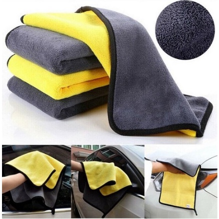 KAIN LAP DETAILING MICROFIBER 30 X 30 Premium Halus Cuci Mobil Motor Premium baru KUNING ABU 25 x 25