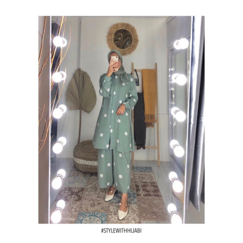 ONE SET KULOT TUNIK NUNA bahan Rayon Viscose ori HIJABI HOUSE