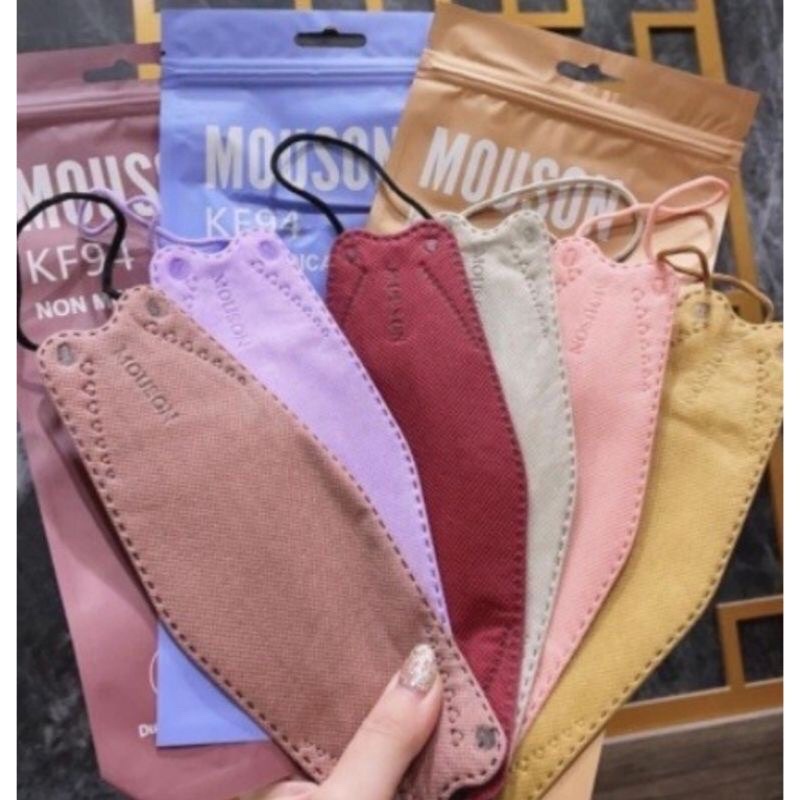 MASKER KF94 MOUSON 4PLY CONVEX SEPACK ISI 10 PCS WARNA HITAM - PUTIH - ABU - MATCHA - NUDE PINK