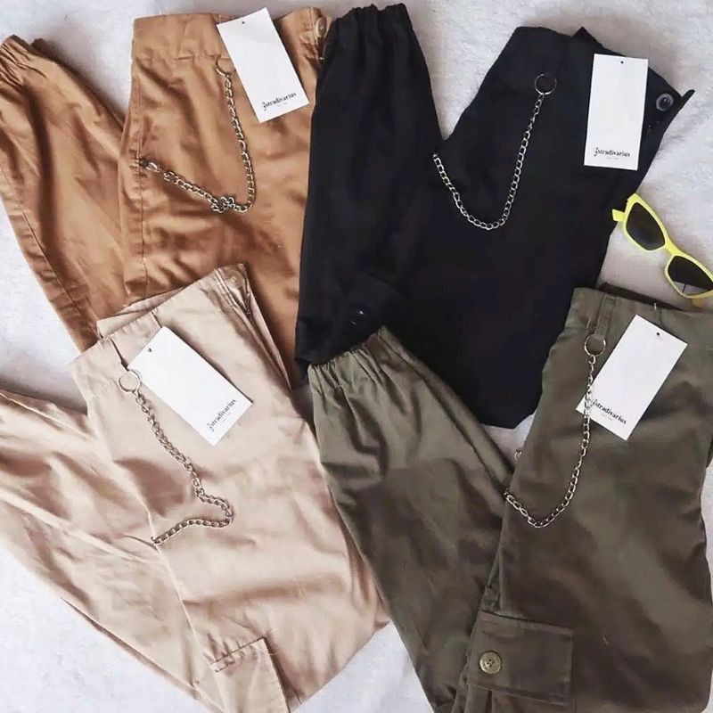 Celana Baggy Cargo Clowny Pants Jogger Pocket Drill