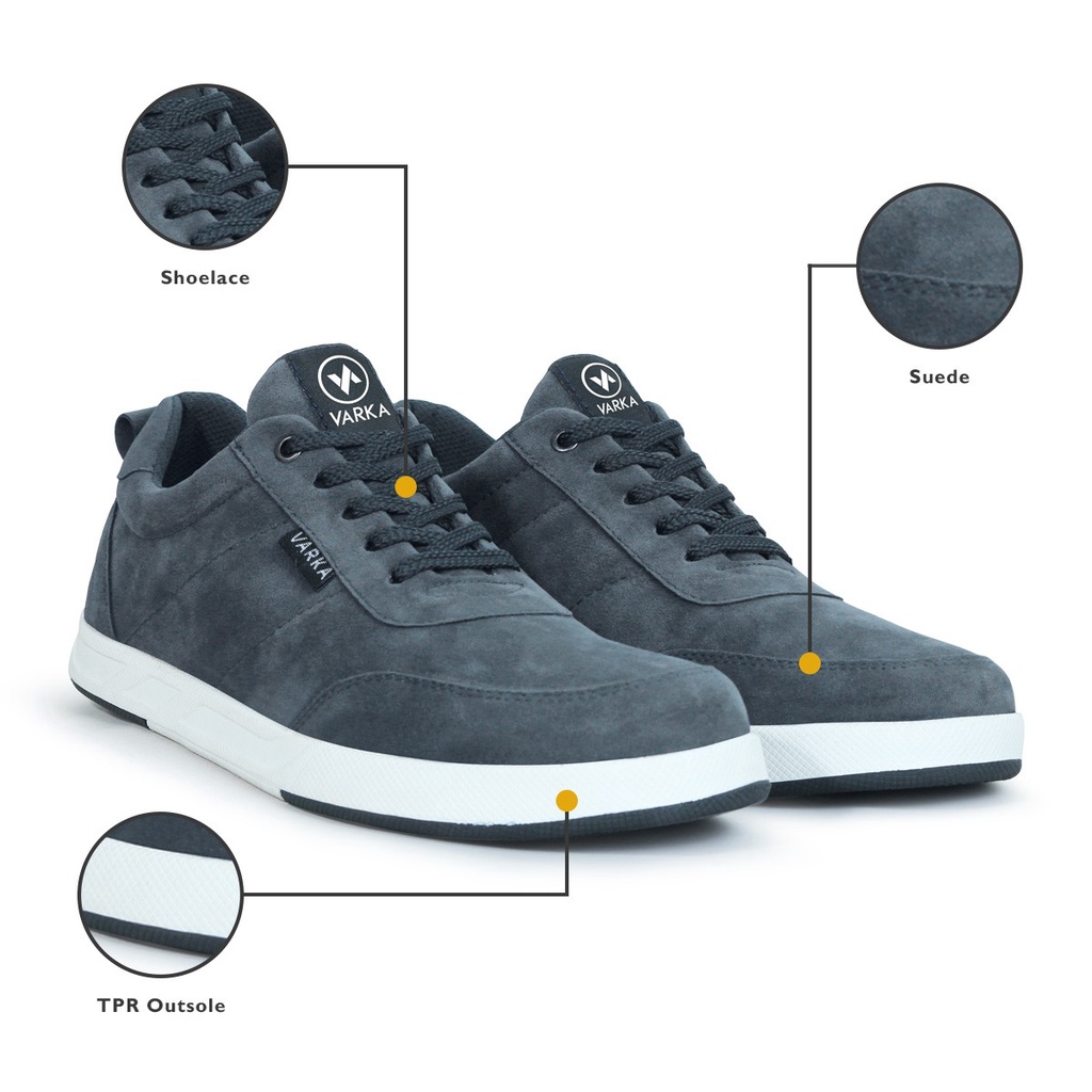 Sepatu Sneakers Pria V 4032 Model Terbaru Brand Varka Sepatu Kets Casual Kuliah Sekolah Kerja Trendi Berkualitas Warna Abu